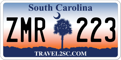 SC license plate ZMR223
