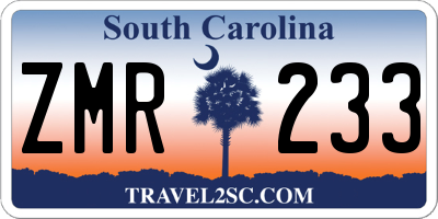 SC license plate ZMR233