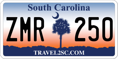SC license plate ZMR250