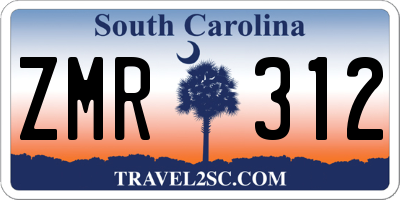 SC license plate ZMR312