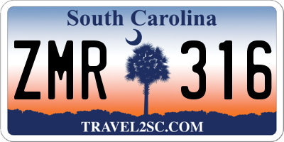 SC license plate ZMR316