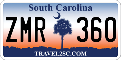 SC license plate ZMR360