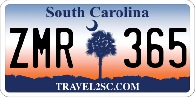 SC license plate ZMR365