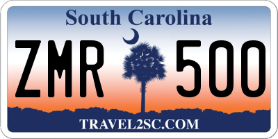 SC license plate ZMR500
