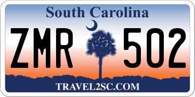 SC license plate ZMR502