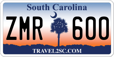SC license plate ZMR600