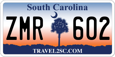 SC license plate ZMR602