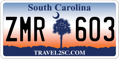 SC license plate ZMR603