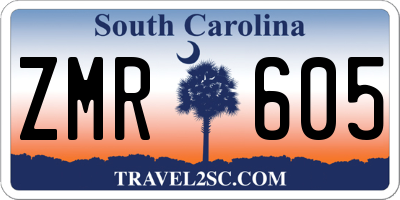 SC license plate ZMR605