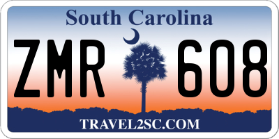 SC license plate ZMR608