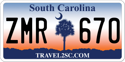 SC license plate ZMR670