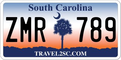 SC license plate ZMR789