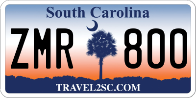 SC license plate ZMR800