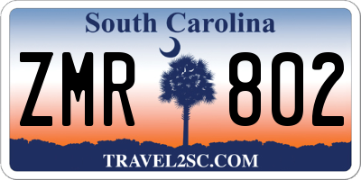 SC license plate ZMR802