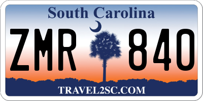 SC license plate ZMR840