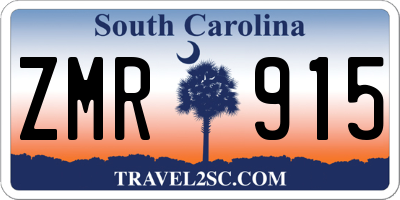 SC license plate ZMR915