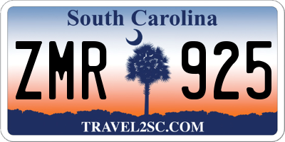 SC license plate ZMR925