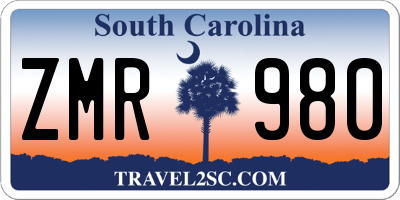 SC license plate ZMR980