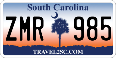 SC license plate ZMR985