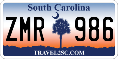 SC license plate ZMR986