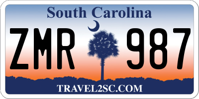 SC license plate ZMR987