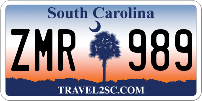 SC license plate ZMR989