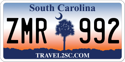 SC license plate ZMR992