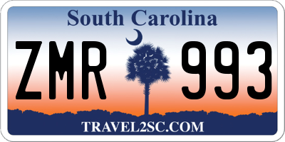 SC license plate ZMR993