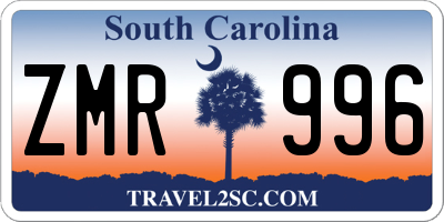 SC license plate ZMR996