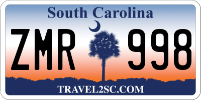 SC license plate ZMR998