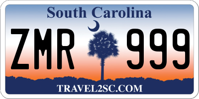 SC license plate ZMR999