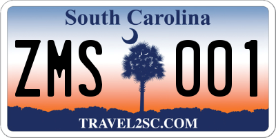 SC license plate ZMS001