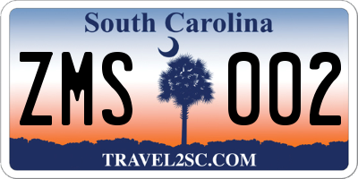 SC license plate ZMS002