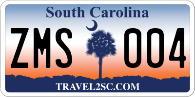 SC license plate ZMS004