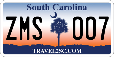 SC license plate ZMS007