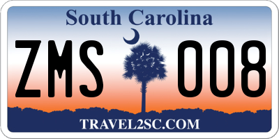 SC license plate ZMS008