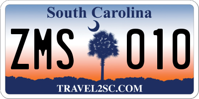 SC license plate ZMS010