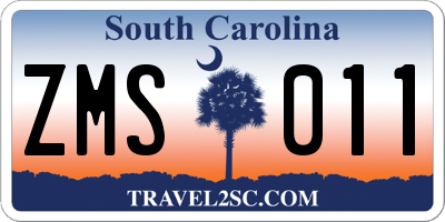 SC license plate ZMS011