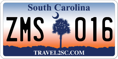SC license plate ZMS016