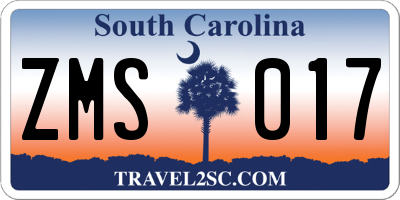 SC license plate ZMS017