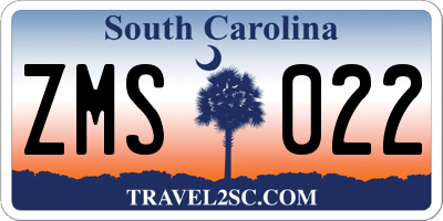 SC license plate ZMS022