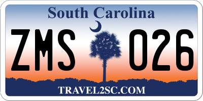 SC license plate ZMS026