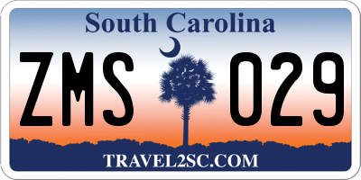 SC license plate ZMS029