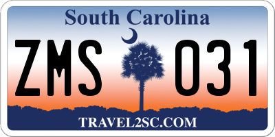 SC license plate ZMS031
