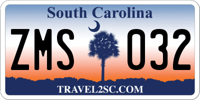 SC license plate ZMS032