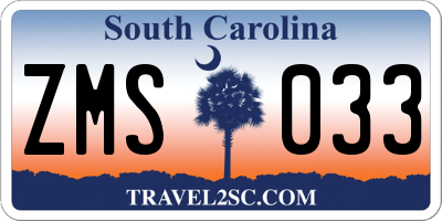 SC license plate ZMS033