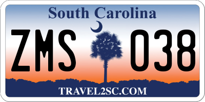 SC license plate ZMS038