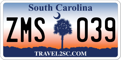 SC license plate ZMS039