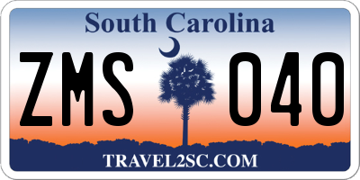 SC license plate ZMS040