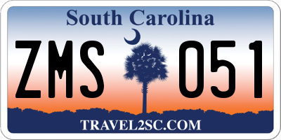 SC license plate ZMS051